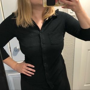 3/4 sleeves black button up